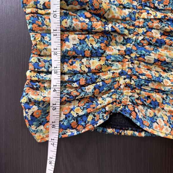 ASTR The Label Top Womens XS Floral Ruched Puff Sleeve Blouse Cottagecore Boho - Picture 10 of 11